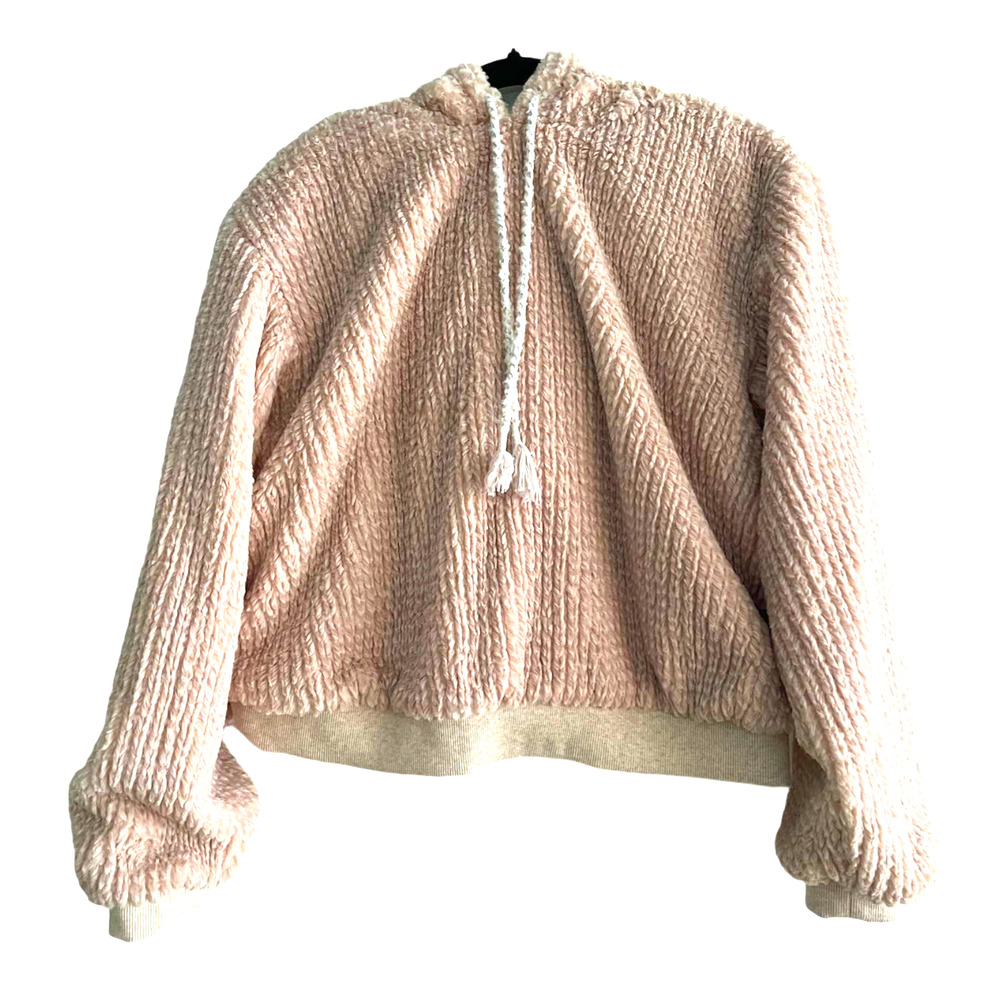 Anthropologie Saturday Sunday Silky Soft Fleece Pink Pullover Hoodie M NWOT